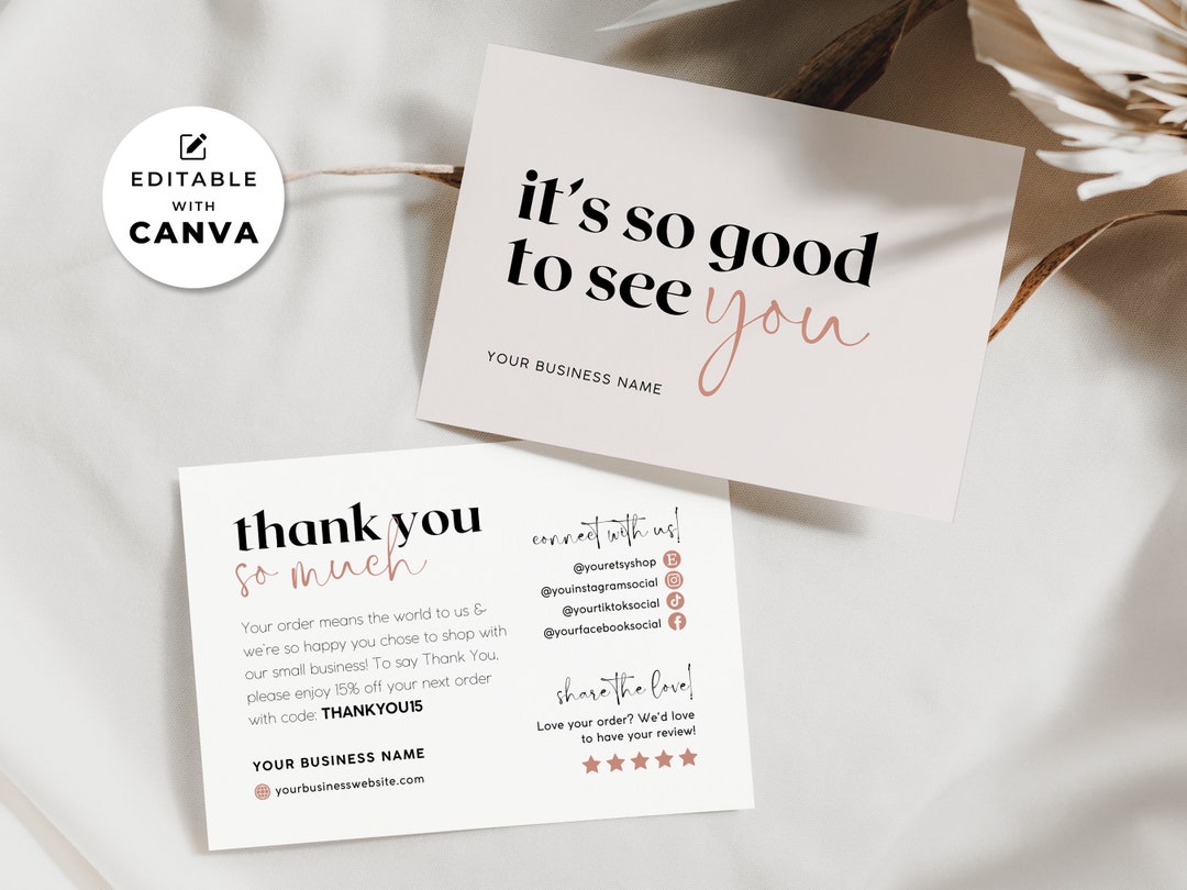 Editable Canva Business Thank You Card Template, Small Business Order ...