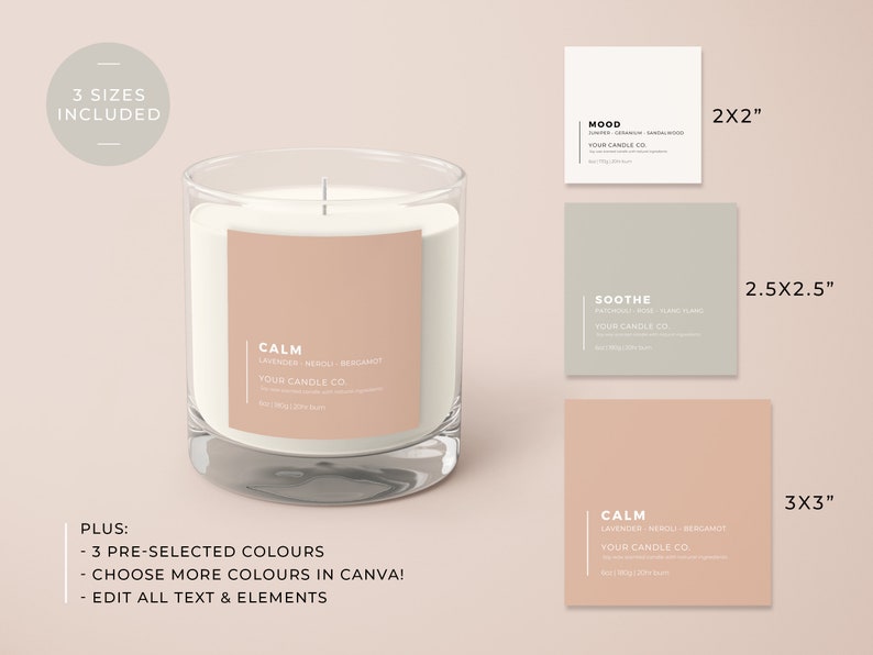Printable Candle Label Template Modern Candle Label Design - Etsy