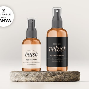 Editable Room Spray Label Template Canva, Linen Spray Bottle Label Templates 2oz 4oz, Home Fragrance or Body Product Labels Printable |Ce