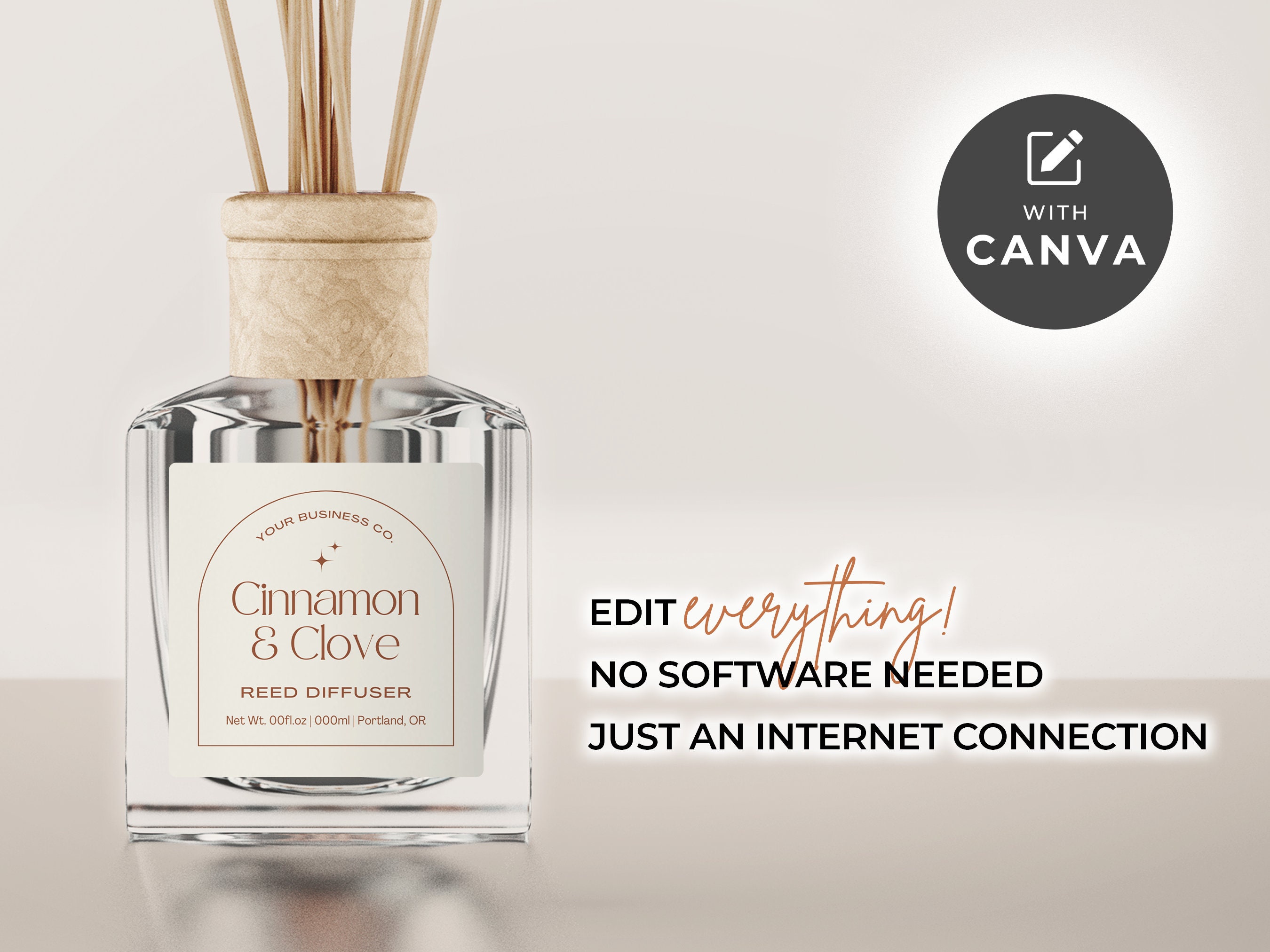 Boho Reed Diffuser Label Template: Editable DIY Design (canva) - Etsy