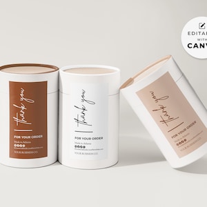 Package Label Template Canva, Editable Candle Tube Box Seal Label Design, Printable Package Label Sticker, Branded Box Label Printable Ba