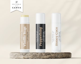 Lip Balm Label Template Canva, Editable Lip Balm Tube Label Design, Printable Lip Product Label Branding, Customisable Lip Balm Sticker Hh