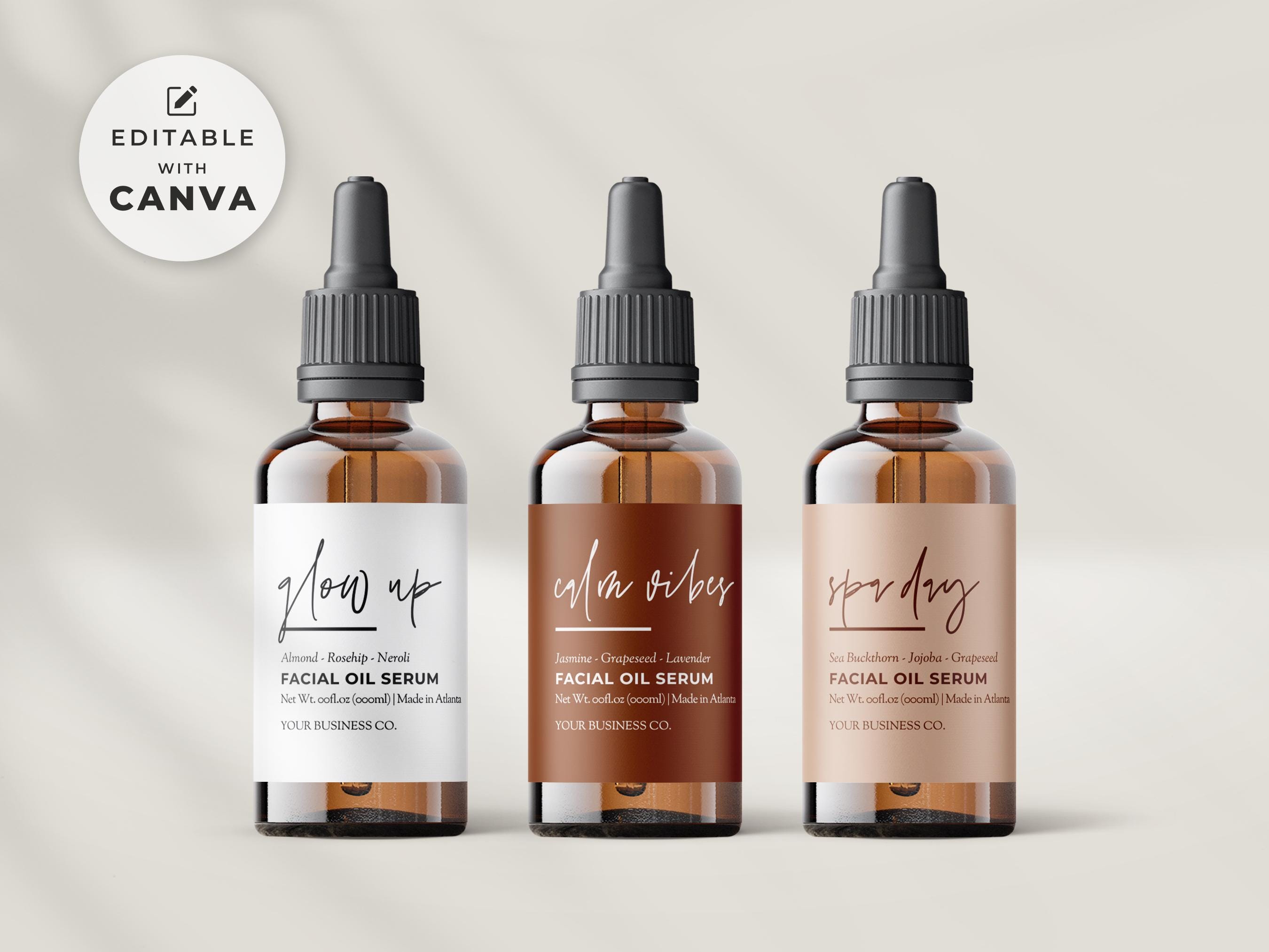 Dropper Bottle Label Template Canva, Printable Body Oil Label Design ...