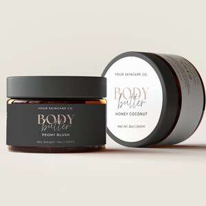 Editable Body Product Skincare Label Template, Body Butter Jar Label, Printable Cosmetic Product Label Template, Product Label Design Aa image 6
