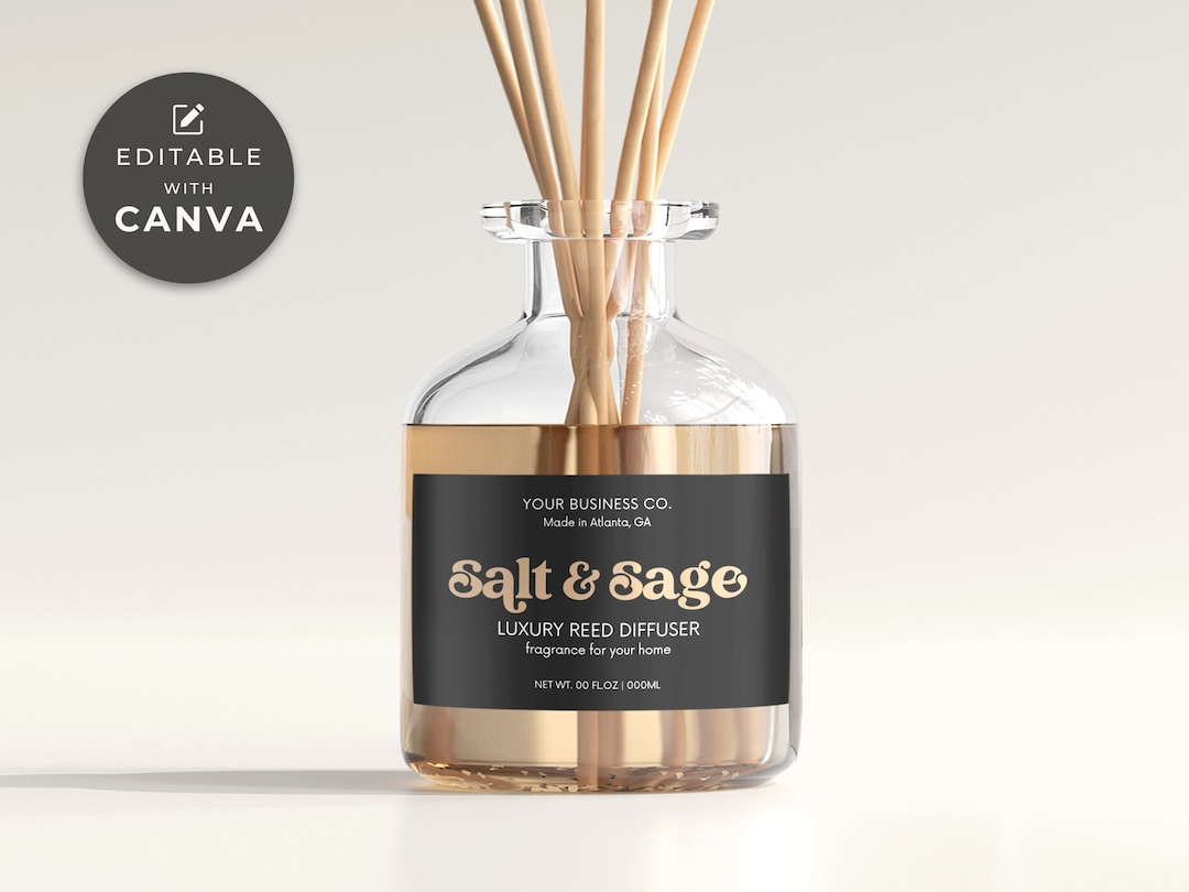 Reed Diffuser Bottle Label Template Canva, Editable Room Fragrance