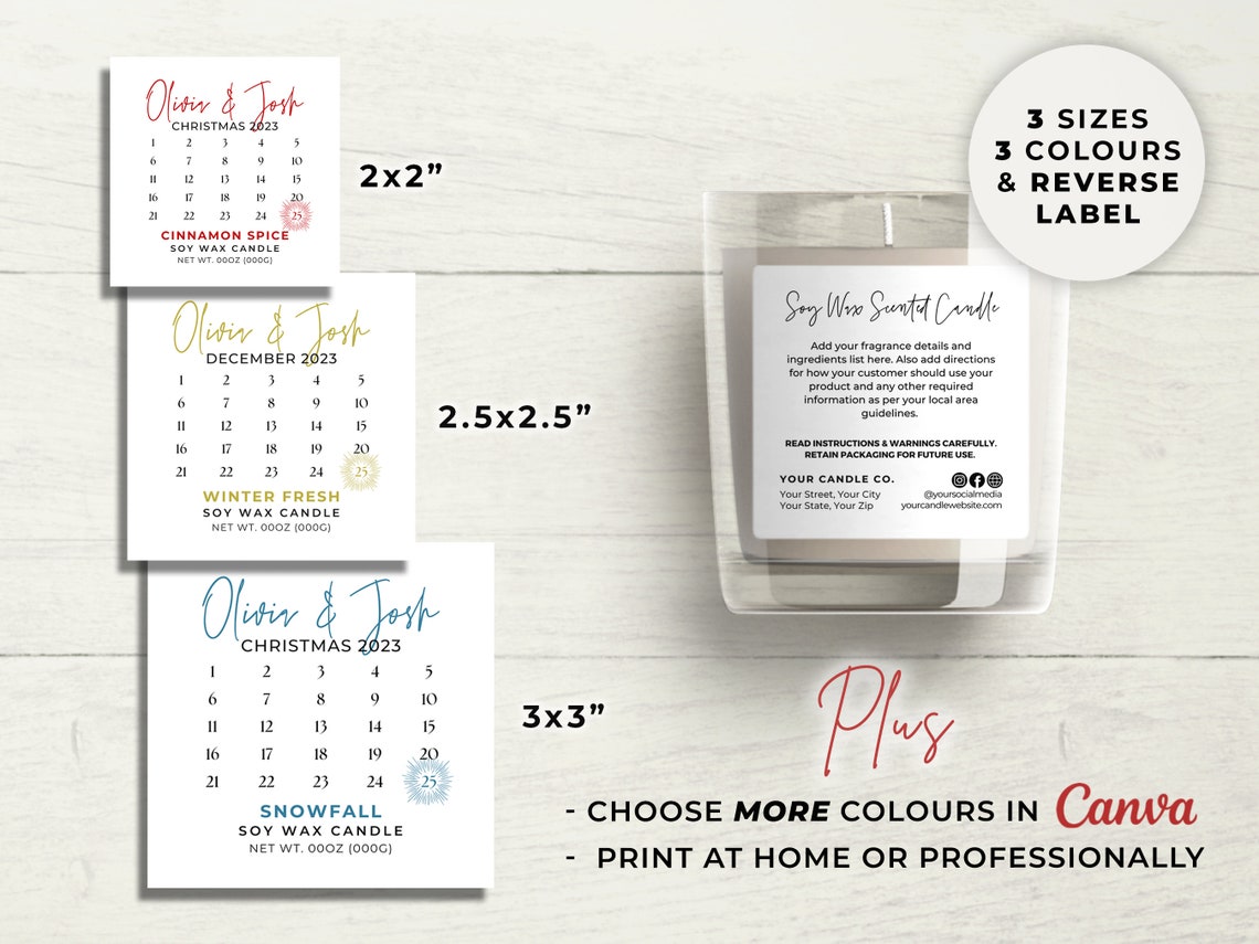 Calender Label Advent Calendar Candle Label Template: DIY Christmas Countdown (canva ...
