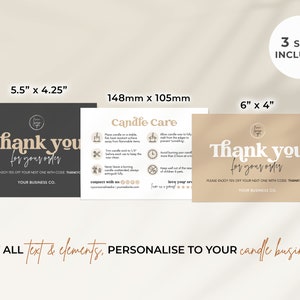 Editable Candle Label Template + Candle Care Card with Icons, 2 Canva Template Designs (Printable) Hh image 6