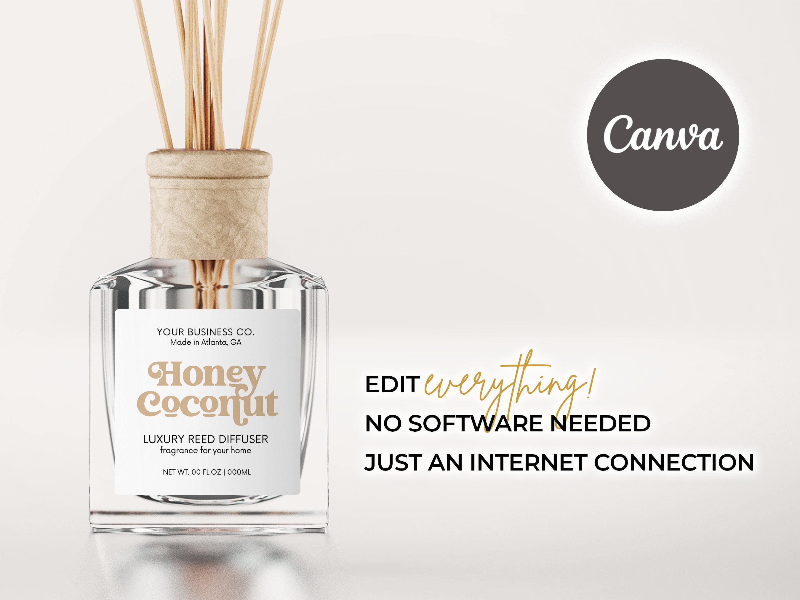 Diffuser Label Reed Diffuser Bottle Label Template Canva, Editable Room Diffuser ...