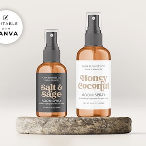 Printable Room Spray Label Template Canva, Editable Linen Spray Bottle Label Design, 2oz 4oz Home Fragrance + Body Product Label Branding Hh