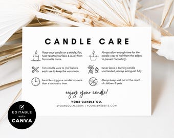 Candle Care Card Template: Printable Instruction Insert (Canva Editable)