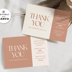 Editable Business Thank You Card, Small Business Thank You For Your Order Printable Template, Canva Template Order Package Insert Design Tt image 2