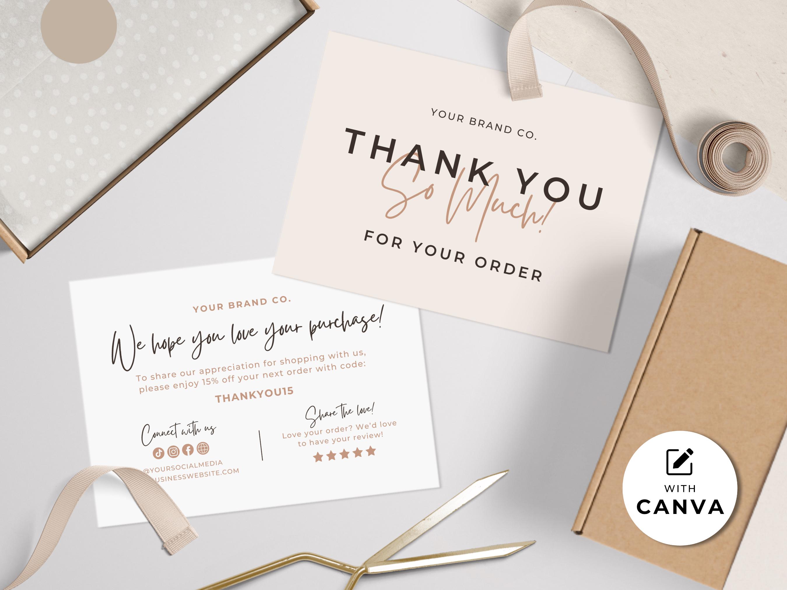 Editable Business Thank You Card Template, Small Business Thank You for ...
