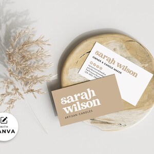 Printable Business Card Template Canva, DIY Modern Business Card, Editable Small Business Card Design Feminine, Custom Business Card Hh afbeelding 4