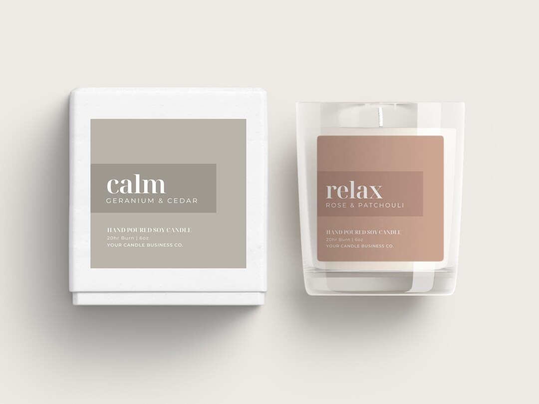 Printable Candle Label Template Canva, Modern Candle Label Design ...