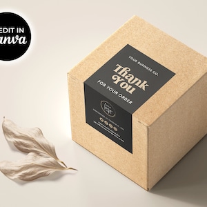 Box Label Template Canva, Candle Box Label Design, Package Label Sticker Editable Template, Branded Order Packaging Label Printable Hh