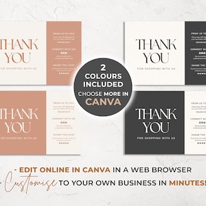 Editable Business Thank You Card, Small Business Thank You For Your Order Printable Template, Canva Template Order Package Insert Design Tt image 3