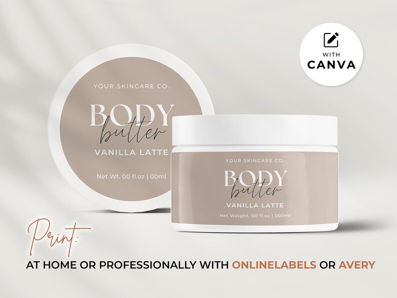 Editable Body Product Skincare Label Template, Body Butter Jar Label, Printable Cosmetic Product Label Template, Product Label Design Aa image 5