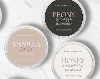 Round Wax Melt Label Template Editable Canva, Custom Wax Melt Label Template, Printable DIY Wax Tart Label Design, Wax Melt Sticker Aa