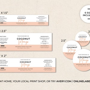 Body Product Label Template Canva, Body Butter Jar Label Editable, Printable Cosmetic Product Label Design, Skincare Custom Product Label Mm image 3