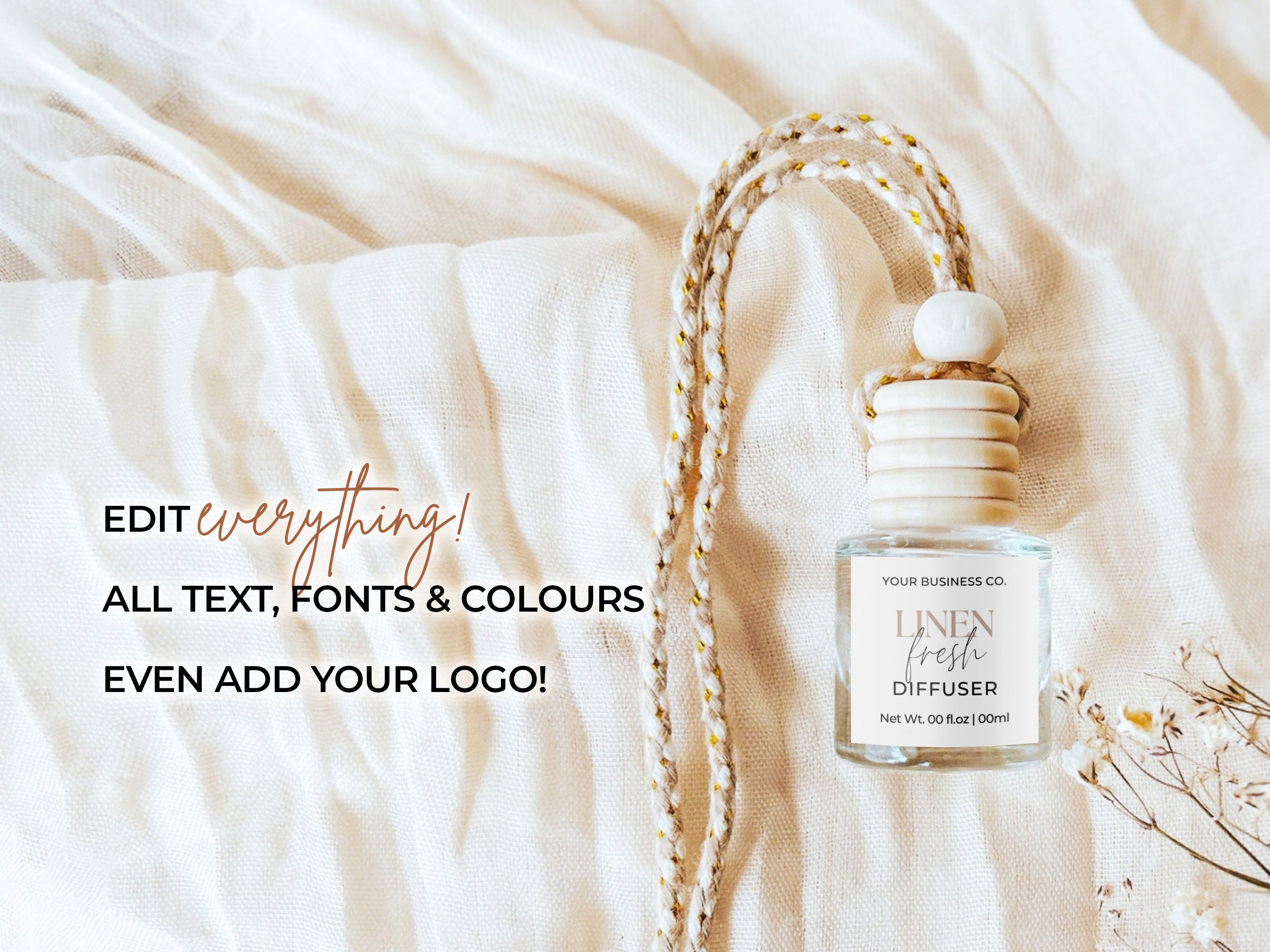 Car Diffuser Label Template Canva, Editable Hanging Diffuser Label ...