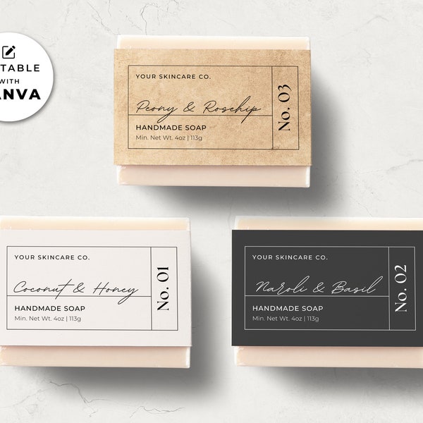 Editable Soap Label Template Canva, Printable Soap Labels Band Template, Soap Bar Labels, Custom Soap Sleeve Belly Band Product Labels |Cc