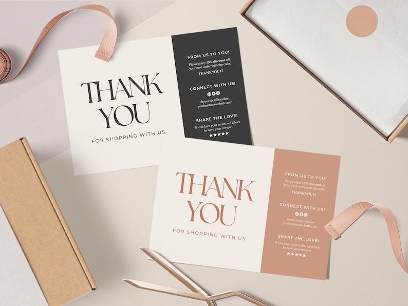 Editable Business Thank You Card, Small Business Thank You For Your Order Printable Template, Canva Template Order Package Insert Design Tt image 5