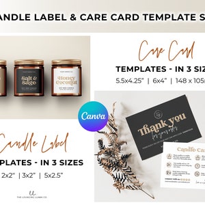 Editable Candle Label Template + Candle Care Card with Icons, 2 Canva Template Designs (Printable) Hh image 2
