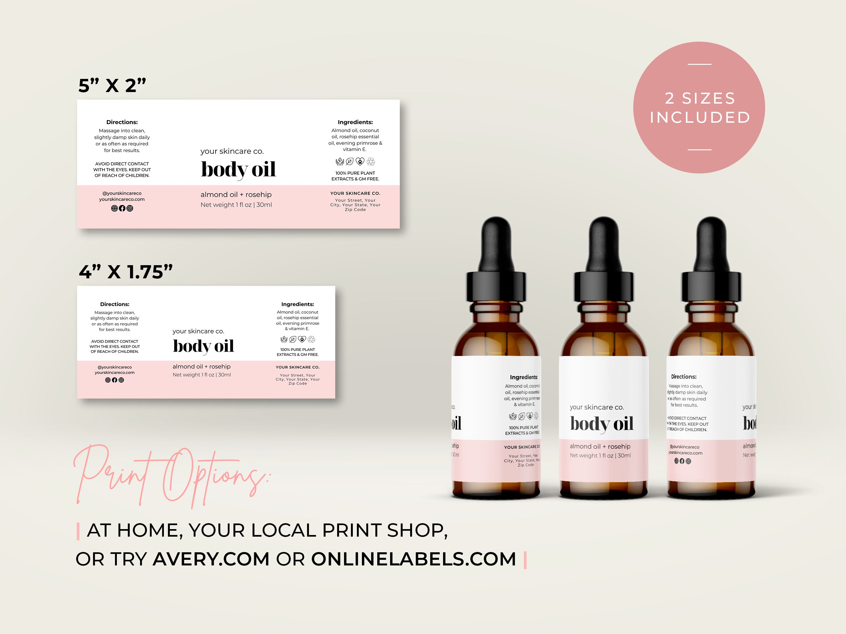 Editable Dropper Bottle Label Template Canva, Essential Oil Custom ...