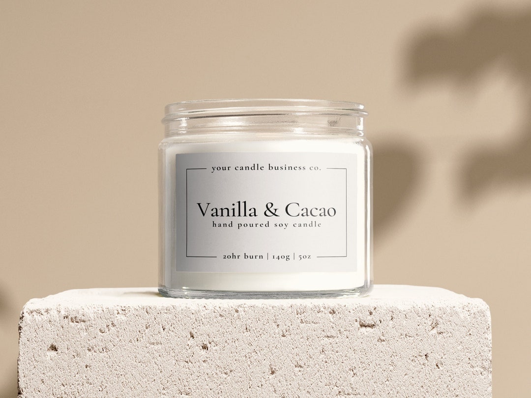 Printable Candle Label Template, Rectangle Candle Branding Label ...