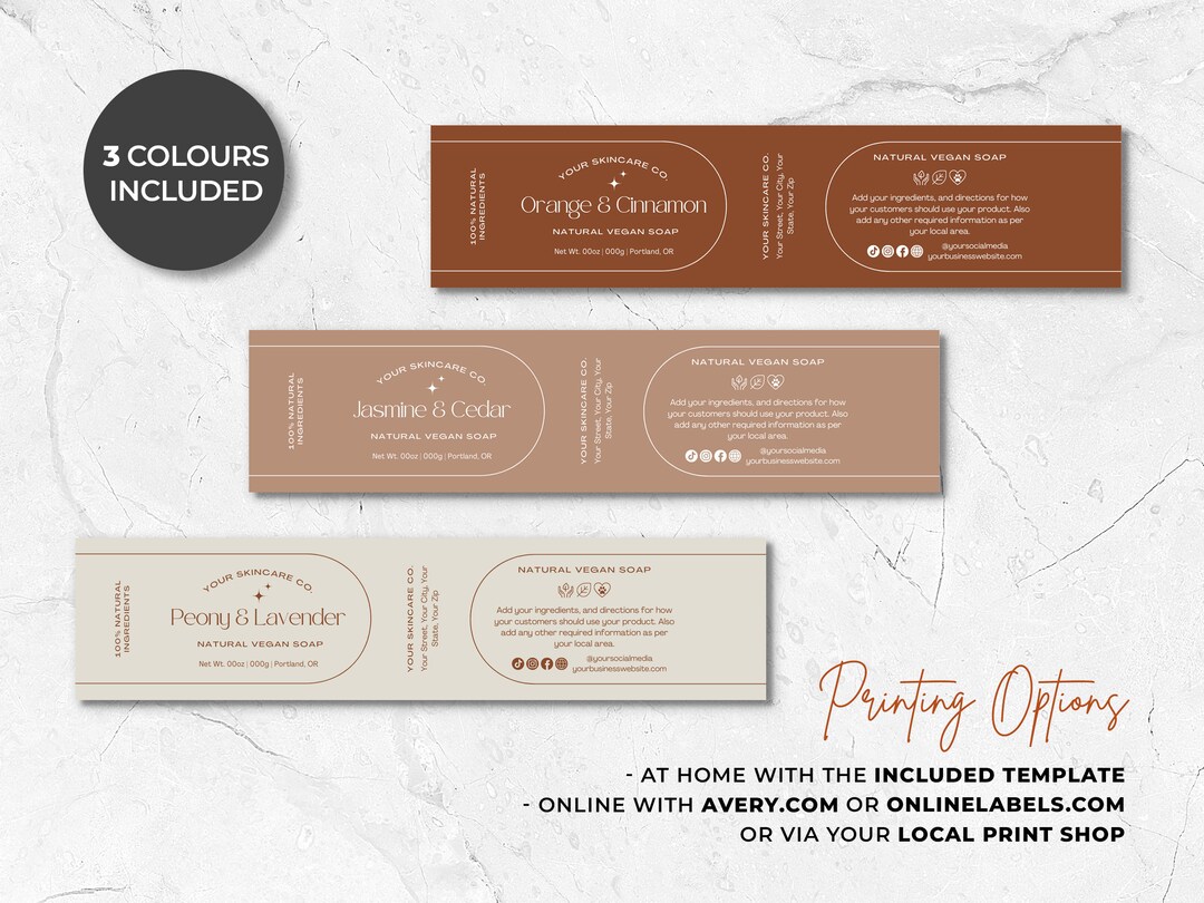 Editable Soap Label Template Canva, Printable Soap Band Template Design ...