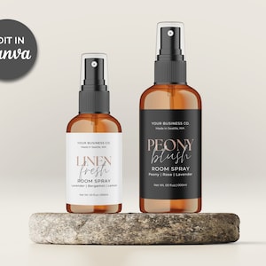 Editable Room Spray Label Template Canva, Linen Spray Bottle Label Templates 2oz 4oz, Home Fragrance or Body Product Labels Printable Aa