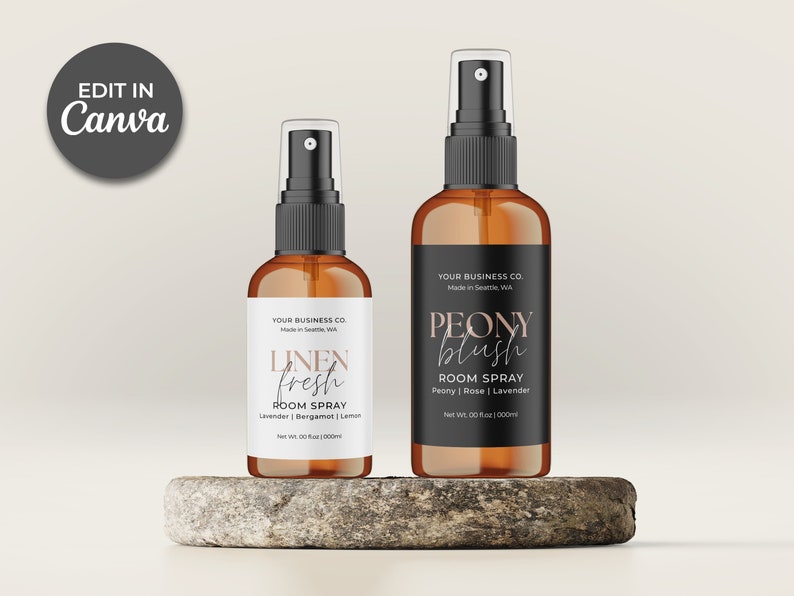 Editable Room Spray Label Template Canva Linen Spray Bottle Etsy México