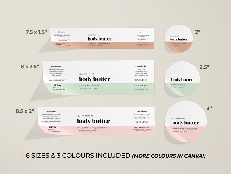 Printable Body Butter Label Template Editable Cosmetic Body Etsy