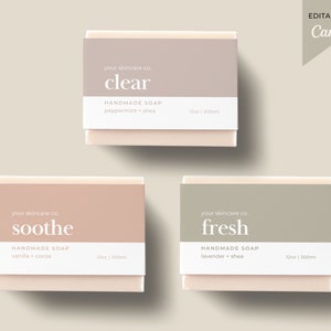 Editable Soap Label Template Canva, Soap Band Template Design ...
