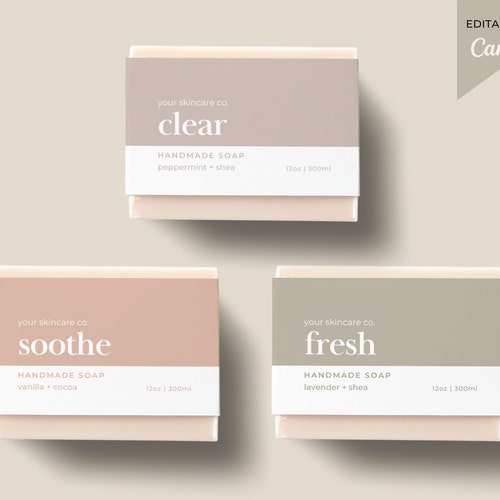 Soap Labels Template Canva Editable Soap Bar Labels Handmade Etsy