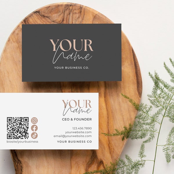 Business Card Template Canva QR Code Instant Download, Printable Credit Card Business Card Template, Small Business Card Design Editable |Aa