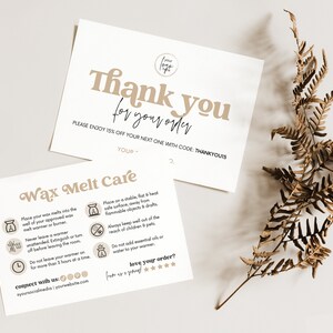 Wax Melt Care Card Template Canva, Printable Wax Melt Care Instructions, Editable Wax Melt Safety Thank You,Candle Business Parcel Insert Hh image 4