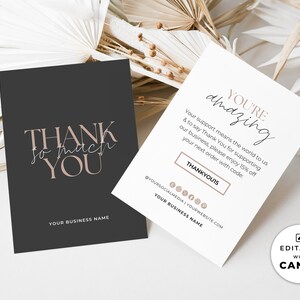 Business Thank You Card Template Canva, Modern Printable Purchase Thank You Card, Editable Small Business Order Thank You Package Insert Aa