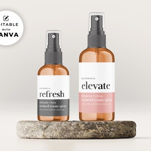 Editable Room Spray Label Template Canva, Linen Spray Bottle Label Design 2oz 4oz, Printable Home Fragrance / Body Product Label Sticker El