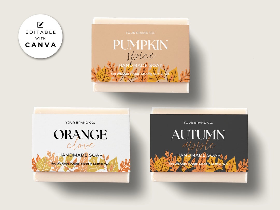 Editable Soap Label Template Canva, Fall Soap Band Template, Printable ...