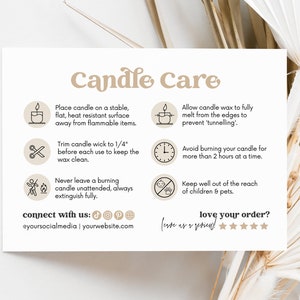 Editable Candle Label Template + Candle Care Card with Icons, 2 Canva Template Designs (Printable) Hh image 5