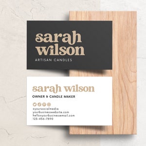 Printable Business Card Template Canva, DIY Modern Business Card, Editable Small Business Card Design Feminine, Custom Business Card Hh afbeelding 5