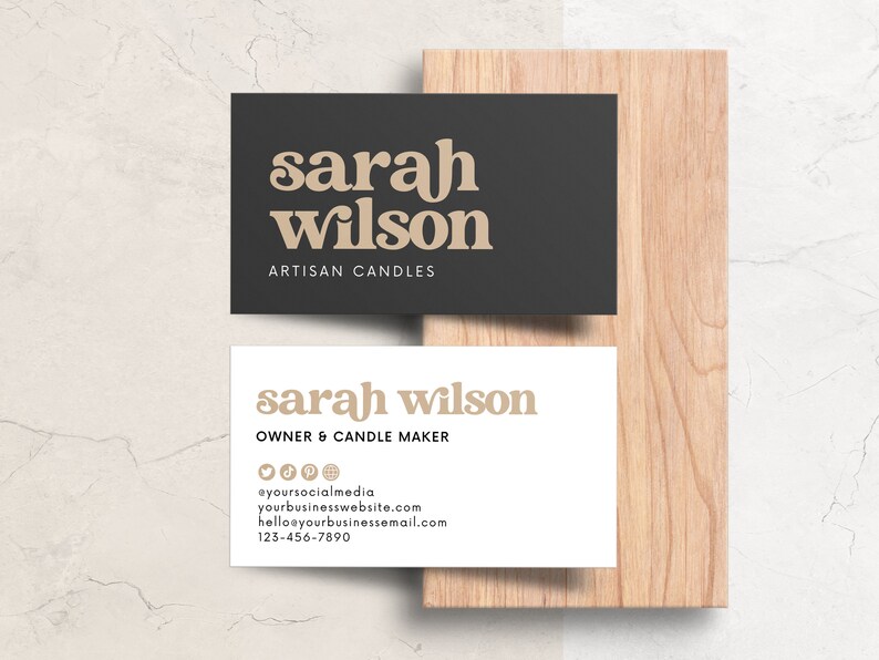 Printable Business Card Template Canva, DIY Modern Business Card, Editable Small Business Card Design Feminine, Custom Business Card Hh afbeelding 5