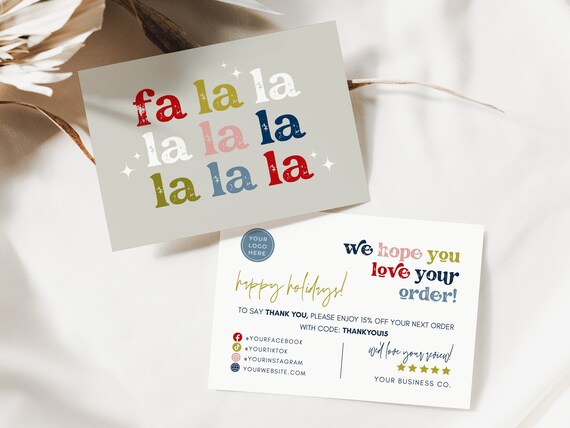 Christmas Thank You Card for Small Businesses, Editable Canva Template, Printable Thank You For Your Order Insert Card