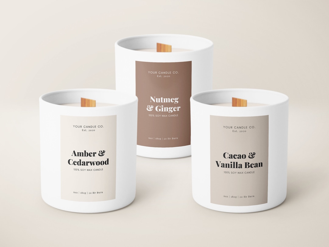 Printable Candle Label Template, Custom Candle Label Modern, Candle ...