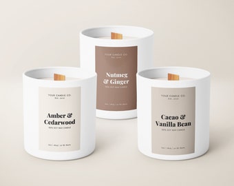 Printable Candle Label Template, Custom Candle Label Modern, Candle Business Branding Label Design Editable Canva, Custom Candle Sticker