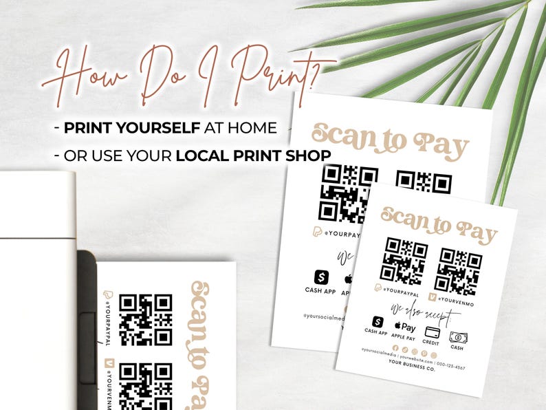 Pay Code Design Scan to Pay QR Code Sign Template, Editable Payment Method, Scannable ...
