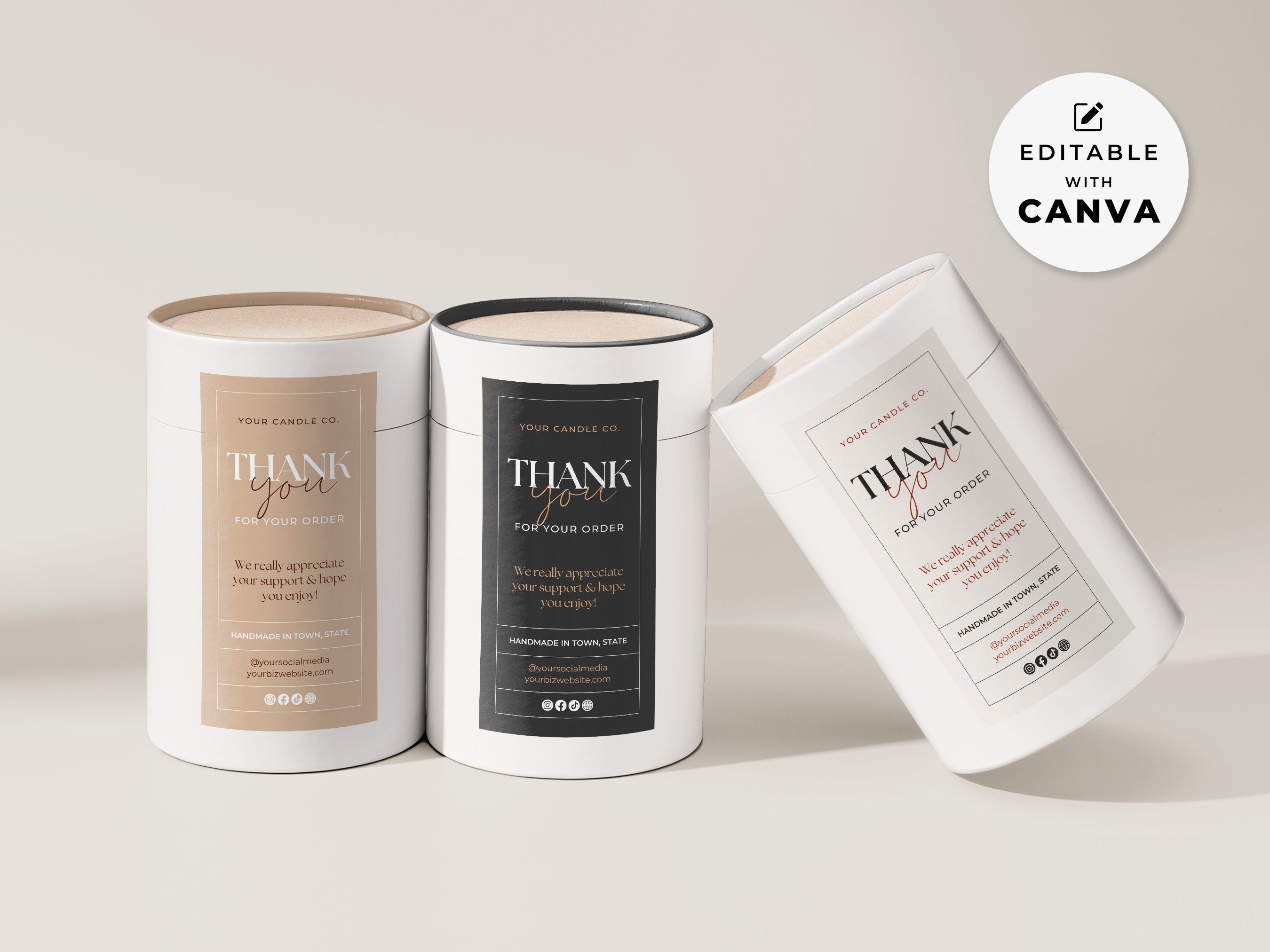 Box File Label Canva Box Label Template Canva, Custom Box Seal Label Design, Package Thank ...