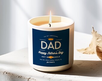 Father's Day Candle Label Template Canva, Editable Candle Label Design for Dad, Printable Candle Jar Label