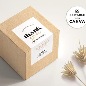 Box Label Template Canva, Editable Package Label Design, Printable Tube Packaging Label Sticker, Customisable DIY Box Seal Brand Label Mi